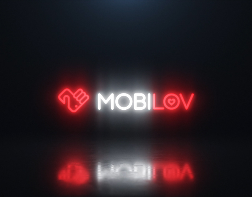 MOBILOV — обложка проекта: неоновая вывеска логотипа