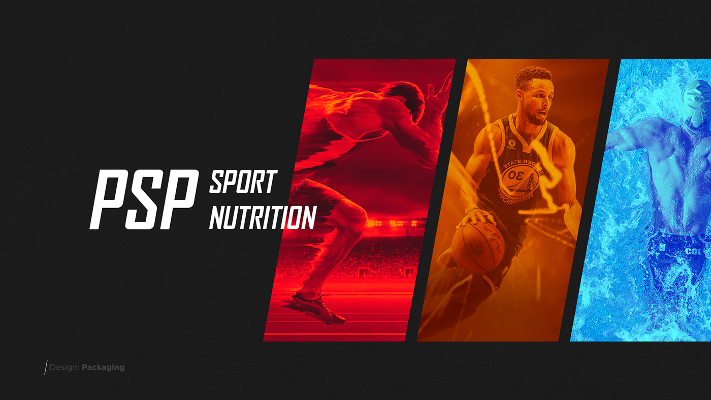 PSP Sport Nutrition — обложка проекта: упаковка на фоне спортивных кадров